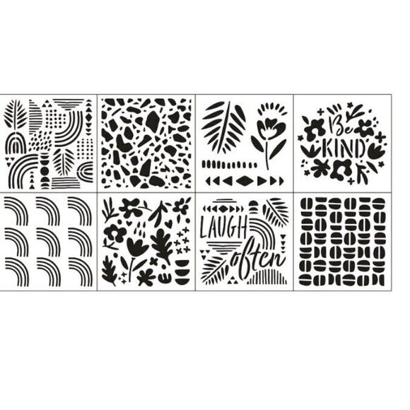 Hello Hobby Cardstock Stencils 8 Sheet Pack 11 Modern Design Be Kind Laugh 12" - Picture 3 of 5